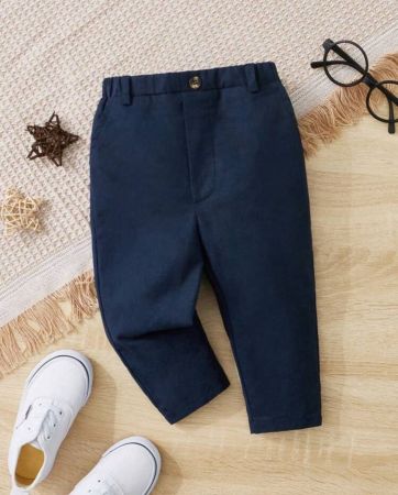 SHEIN بنطلون موحدة اللون أزرار أمامية للاولاد الاطفال