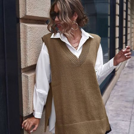 SHEIN Essnce صدرية ثقيلة بحافة شق بدون بلوزة