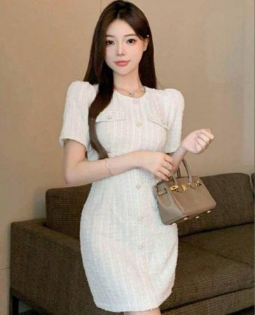 DAZY فستان بأكمام قصيرة مع تفاصيل أزرار أنيقة للفتيات المراهقات، للصيف، ملابس العودة إلى المدرسة