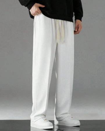 بنطلون بساق مستقيم رباط خصر للرجال