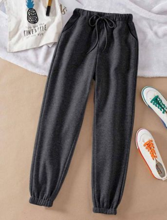 INAWLY سروال رياضي نسائي بخصر قابل للشد بلون سادة