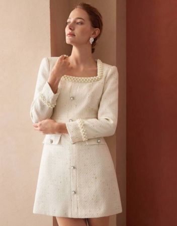 MOTF PREMIUM فستان لؤلؤ لتزيين تويد