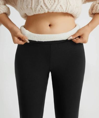 سراويل حرارية للنساء مع كشمير لفصل الشتاء، ذات سترة داخلية دافئة ومرقعة بجيوب سميكة، ذات خصر عالي للتحكم في البطن كونتشالاتي