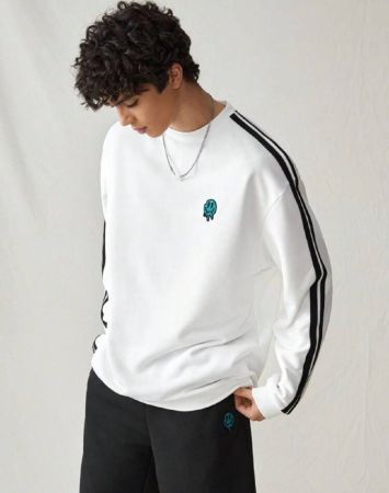 SWAVVY منBlockColor بنمط شريطي بلوزة بأكمام طويلة رسمية, كتلة لون أبيض بنمط جرافيك, هدايا للأصدقاء والزوج والحبيب