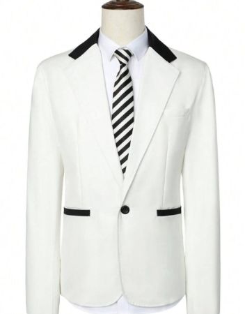 Manfinity Mode جاكيت لوحة متباين زر احادي للرجال