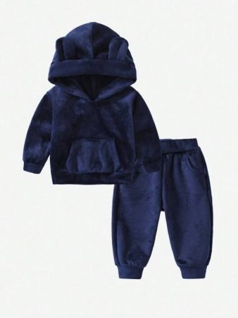 مجموعة ملابس شتوية جديدة مكونة من قطعتين من سويت شيرت وبنطلون للأولاد الصغار