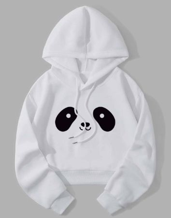 INAWLY هودي قطري بنمط الباندا مبطن حراريًا مزود بسحاب ، ملابس علوية بأكمام طويلة