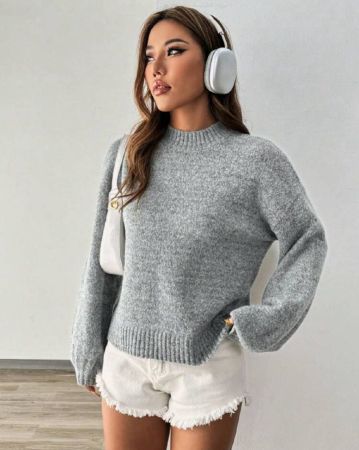 Chiquease كنزة صوفية بياقة عالية فضفاضة مناسبة للخريف والربيع مع أكمام طويلة، قابلة للتطبيق مع كل الملابس، بلوزة أكمام طويلة