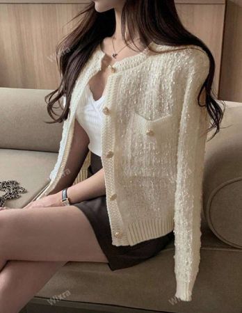 كارديجان بياقة طاقم بجيبين على الطراز الفرنسي