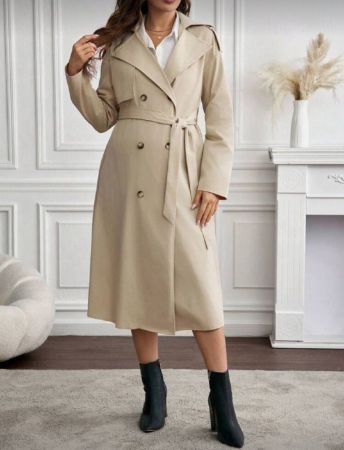 SHEIN جاكيت رسمية بأزرار مزدوجة لون واحد للنساء الحوامل في الخريف ، للحمل