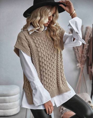 EMERY ROSE صدرية ثقيلة منسوج مضفور بدون بلوزةالصدر 45 cm  الطول 58 cm