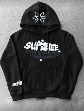 Manfinity LEGND هودي كاجوال بطباعة حرفية من الفليس مقاس كبير للرجال، خريف/شتاء