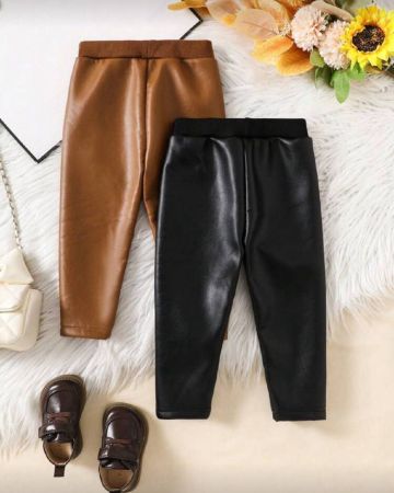 قطعتان من البنطلونات الكاجوال الأنيقة والشخصية للبنات الصغيرات بطراز الدراجات النارية الرائع