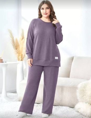 طقم نسائي من قطعتين من INAWLY، بلوزة وبنطلون بأكمام طويلة، مطبوع عليه أرقام وياقة غير متماثلة، مناسب للربيع والخريف