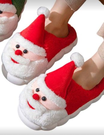 حذاء كريسماس سانتا كلوز موديل 2025، جاهزة للبيع، ذات أسطح سميكة مانعة للانزلاق ودافئة، أحذية منزلية أنيقة للرجال والنساء للخريف/الشتاء