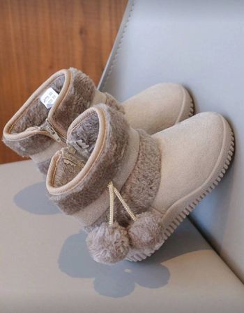 بوت شتوي للفتيات بكرة ناعمة 1 زوج، بنعل ناعم، مانع للانزلاق، نصف الساق، سميك