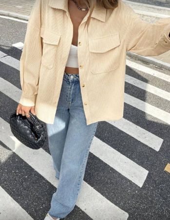 SHEIN Frenchy معطف بجيب قابل للطي وكتف منخفض للخريف/الشتاء