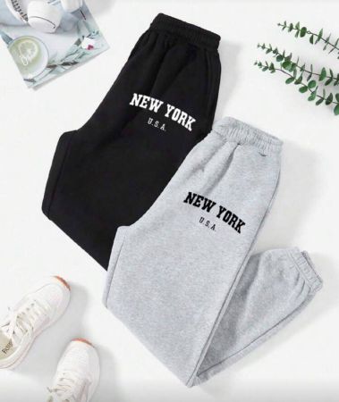 INAWLY بناطيل رياضي بطباعة أحرف خصر مرن 2 قطع