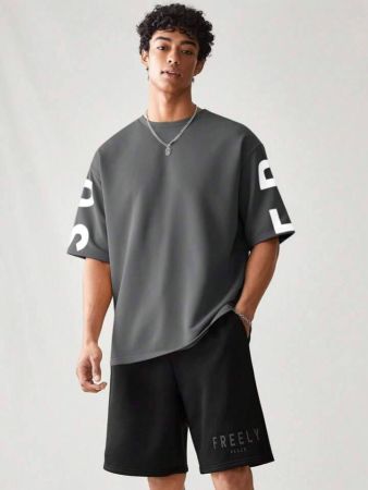 طقم ملابس صيفية للمدرسة من قطعتين من SWAVVY، مكون من بلوزة قصيرة الأكمام وشورت بطبعة كاجوال محبوكة