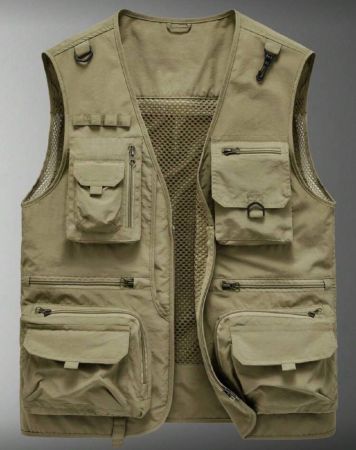 Manfinity Homme سترة شبكية للرجال متعددة الجيوب مختلفة القصات مع قلنسوة منفصلة، سترة كارجو سادة للخروج مزودة بتقنيات