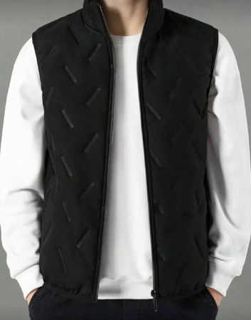 سترة رجالية مبطنة بطبقات صوفية بشكل دباسي مع سحاب