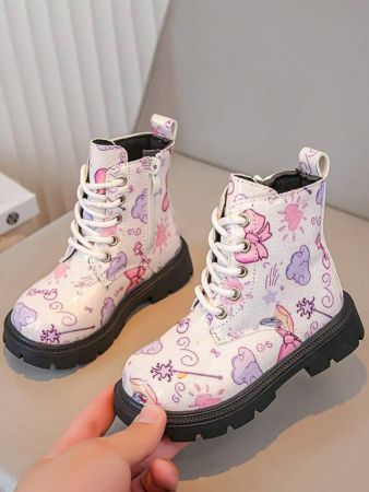 زوج واحد من أحذية الكاحل للفتيات، أحذية قصيرة متناسقة للربيع والخريف