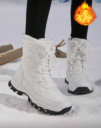 بوت ثلج شتوية نسائية ذات أنبوبة عالية سميكة ودافئة، مقاومة للماء وذات أسفل مانع للانزلاق، بوت موضة متعددة الاستخدامات، بوت فرو