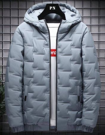 معطف مبطن دافئ بلون أحادي وقلنسوة موديل جديد لشتاء 2025 للرجال