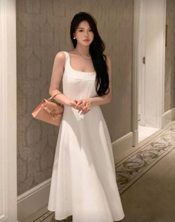 DAZY فستان بسحاب خلفي صلب، فستان حفلة عيد الميلاد وحفلة رأس السنة الجديدة، فستان صيفي رسمي للنساء