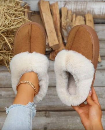 بوت ثلجية مبطّنة بفراء سميك للنساء ، نعال سميكة جديدة لموسم خريف/شتاء 2024 ، نعال قابلة للارتداء من الداخل والخارج