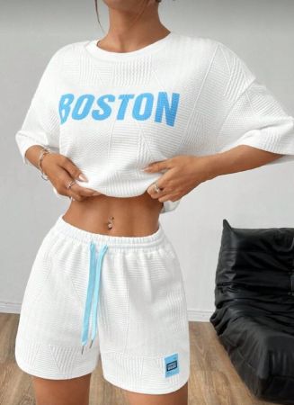 SHEIN EZwear سترة نسائية فضفاضة كاجوال باللون الأبيض مطبوعة بالشاشة