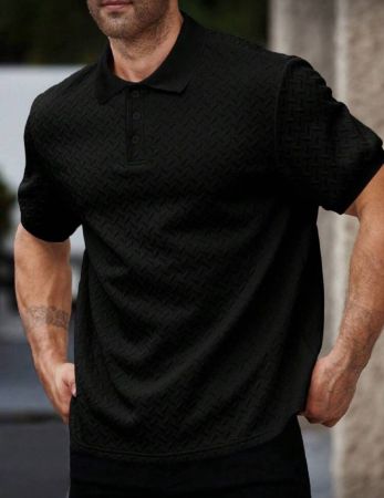 Manfinity Homme قميص بولو رجالي لون سادة مقاس كبير، رسمي وأنيق للارتداء اليومي