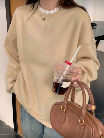 DAZY سترة رياضية سائبة للنساء لفصل الخريف، بتصميم كتف منسدلة مع تريم مموج وألوان متباينة