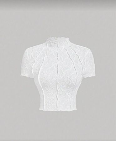 SHEIN MOD قميص نسائي أبيض شفاف محبوك