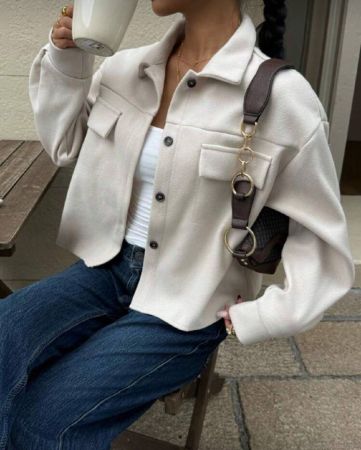 Siren Gaze معطف خارجي بأزرار أمامية وجيوب منسدلة وأكتاف منسدلة للخريف/الشتاء