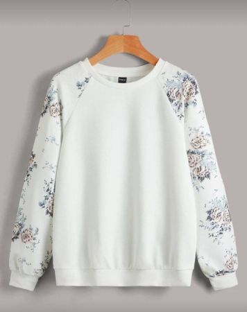 SHEIN LUNE بلوزة كتف منسدلة مطبوعة بالزهور للخريف/الشتاء