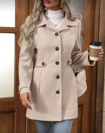 EMERY ROSE معطف فوقي سهل الارتداء أحادي الصدر مناسب للخريف للنساء