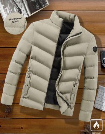 Manfinity Homme معطف رجالي بسحاب وقصة فضفاضة ذو لون أحادي للشتاء والخريف