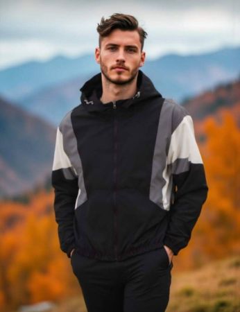 معطف رجالي للخارج ، رياضي مقاوم للرياح كاجوال متضاد الألوان