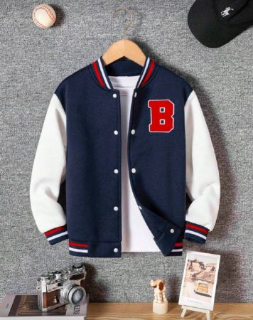 جاكيت كاجوال طويلة الأكمام للولد ذات طبعات حرفية مطرزة وأطراف ملونة جذابة