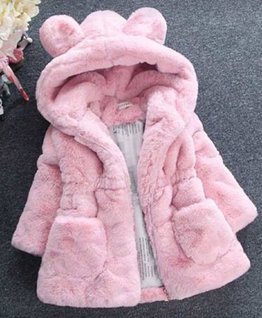 معطف مبطن للفتيات للشتاء مزين بأذن، ملابس خارجية دافئة من القطن للفتيات الصغيرات والمراهقات