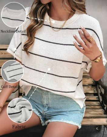 EMERY ROSE ملابس علوية قصيرة الأكمام مكفوفة بسيطة للارتداء اليومي للنساء