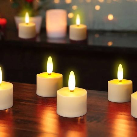 شموع شاي قابلة لإعادة الشحن من ZIYOUDOLI، 6 قطع، مع جهاز تحكم عن بعد ومؤقت، شموع شاي LED متوهجة بدون لهب، بيضاء دافئة وقابلة للتعتيم (قابلة لإعادة الشحن، قابلة للتعتيم، جهاز تحكم عن بعد، عبوة من 6 قطع)